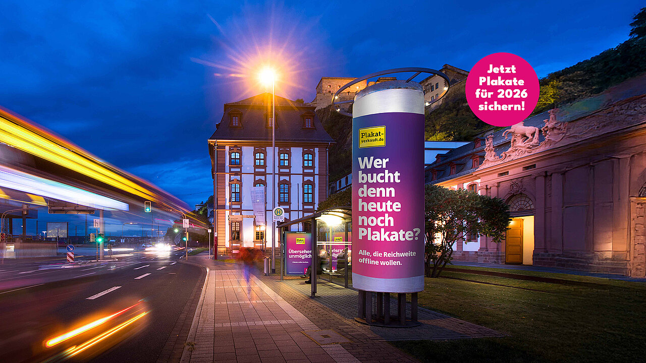 Werbesäule - Geschäftsjahreseröffnung 2026