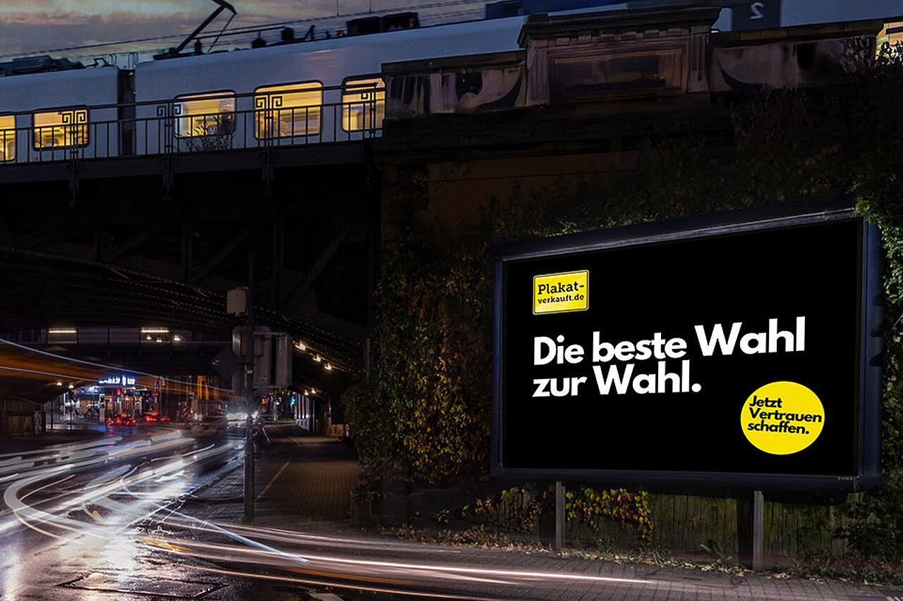 Großplakat mit 9 qm Werbefläche: Plakat von Plakat-verkauft.de mit Headline: Die beste Wahl zur Wahl
