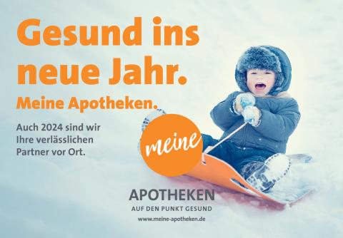 Plakatmotiv von Meine Apotheken, das einen guten Rutsch ins neue Jahr wünscht